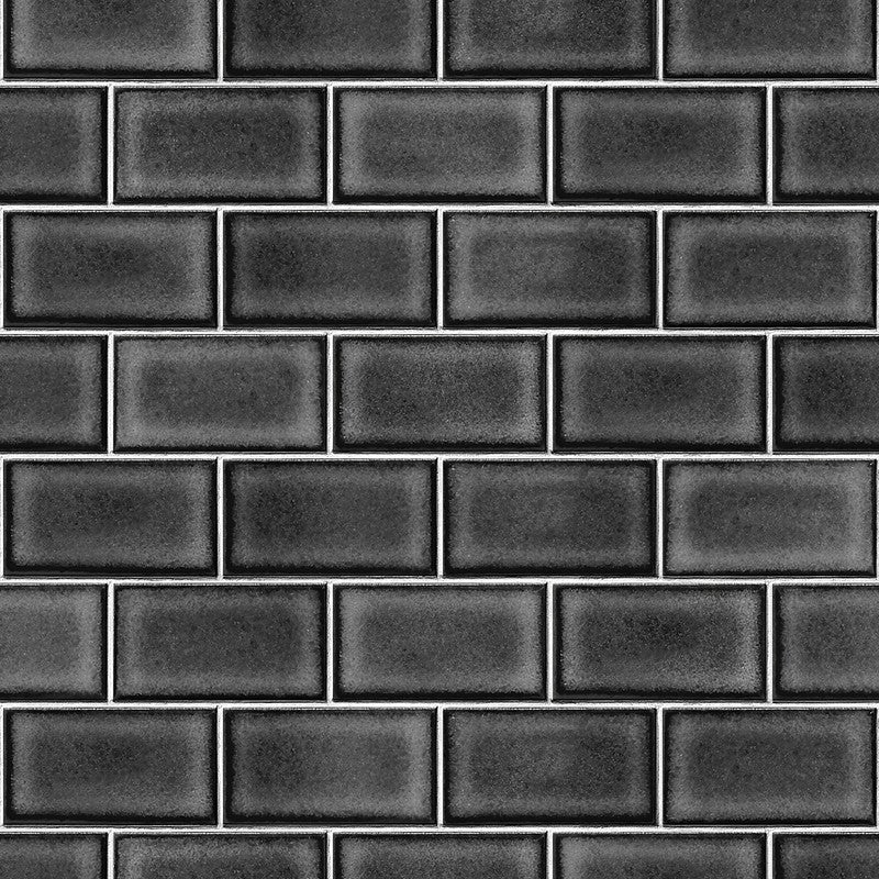 Berkeley Brick Tile Wallpaper in Black by BD Wall