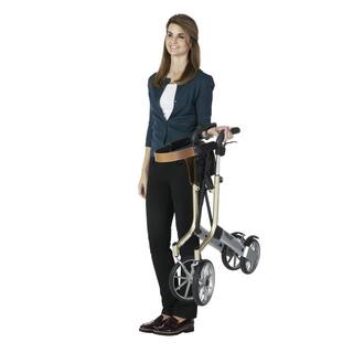 Stander Trust Care Let's Go Out 4-Wheel Lightweight Folding Rollator with Seat in Black and Silver 4600-BL