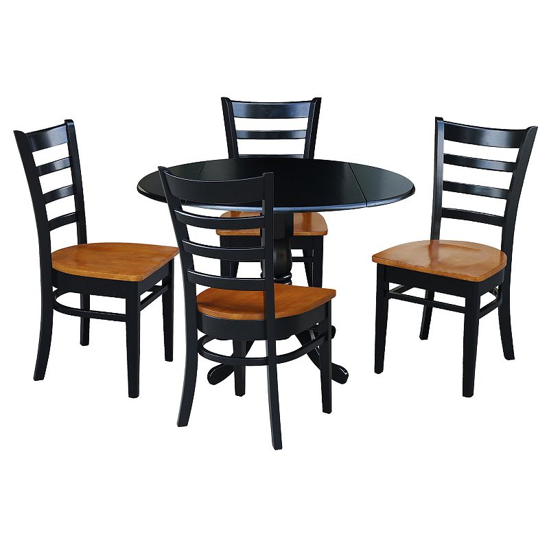 International Concepts Two Tone Drop Leaf Dining Table and Ladderback Chair 5-piece Set