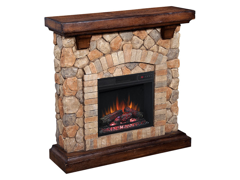 ClassicFlame Tequesta Stone Electric Quartz/Ventless Fireplace Heater - Old World Brown