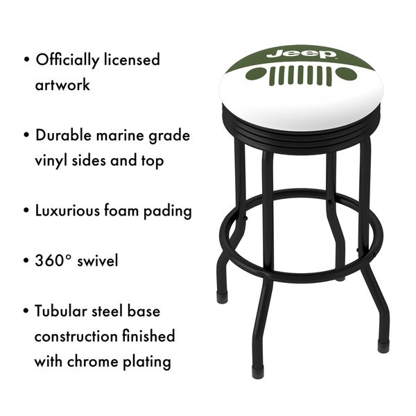 Jeep Grille 2 360 Degree Swivel Black Barstool with Foam Padded Seat - 20.75 x 20.75 x 29