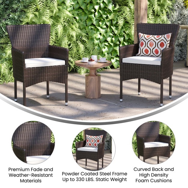 Flash Furniture Maxim Modern Wicker Patio Armchairs For Deck Or Backyard Fade And Weather resistant Frames And Cushions