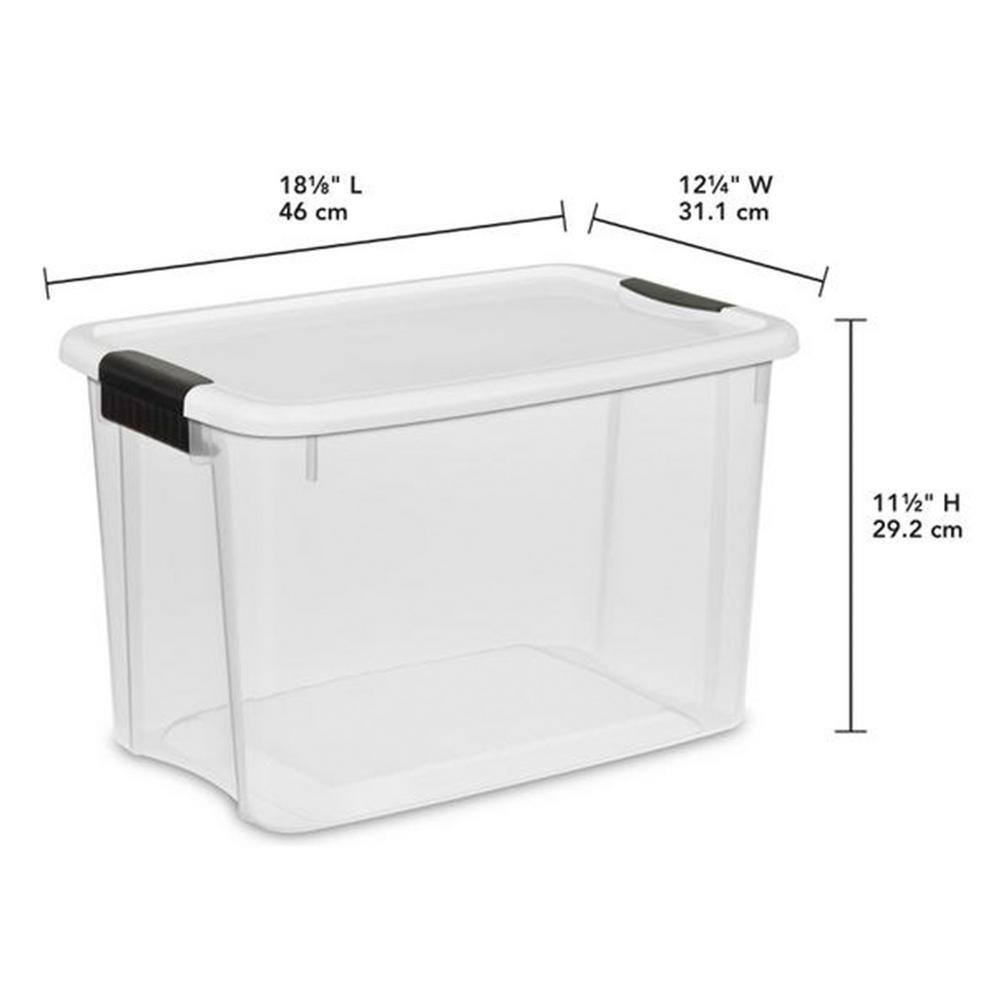 Sterilite 30 qt. Clear Plastic Stackable Storage Bin wWhite Latch Lid (24-Pack) 24 x 19859806