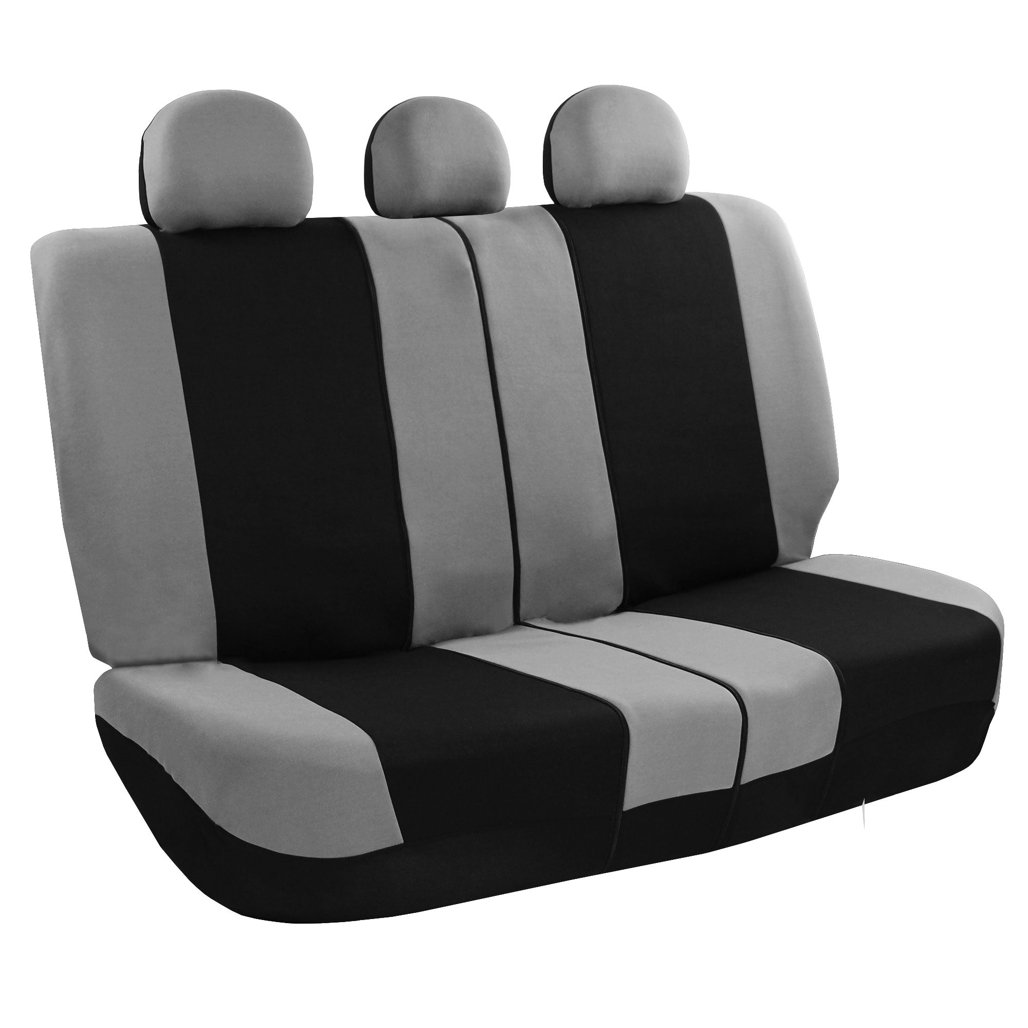 FH Group 3 rows Cloth Car Seat Covers for SUV， Sedan， Van Full Set - Universal Fit Automotive Seat Covers， Split Bench Rear Seat with Steering Wheel Cover， 4 Seatbelt Pads FB030217GRAYBLACK-COMBO