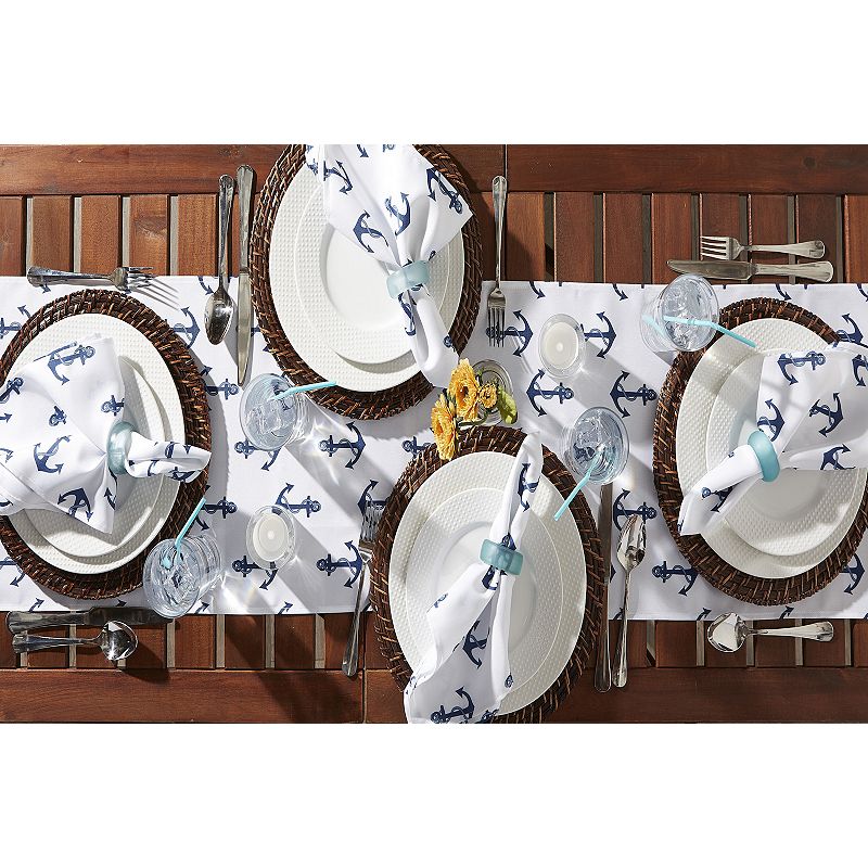 72 Outdoor Table Runner with Anchors Printed Design