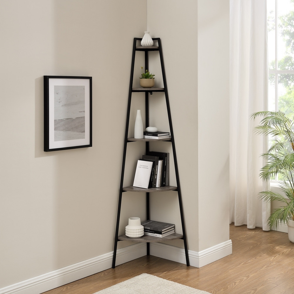 Middlebrook Modern Industrial Corner Bookshelf