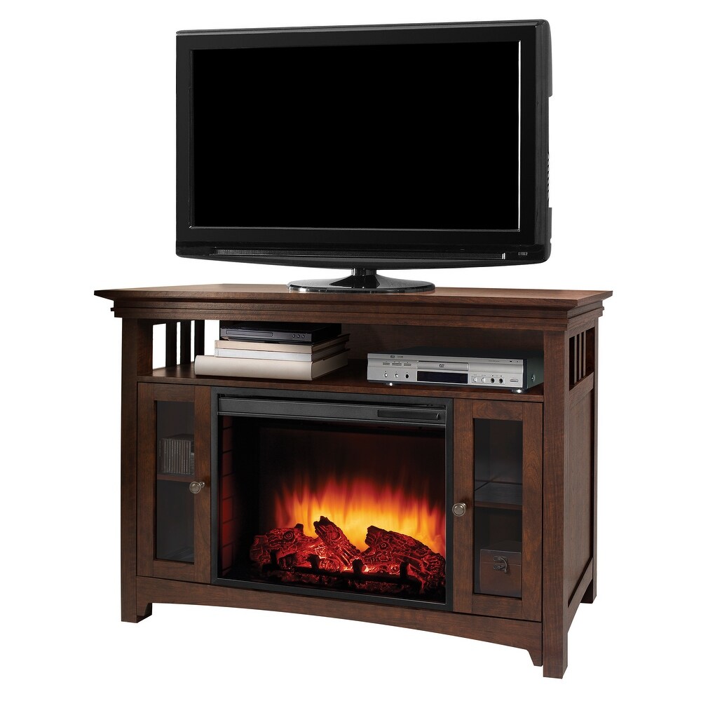 Muskoka Wyatt 48 in TV Stand with Electric Fireplace in Burnished Oak   48\