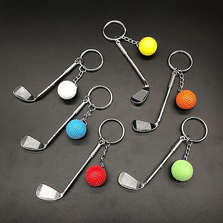 Mini Golf Racket Ball Pendant Keychain， Metal Golf Clubs Keyring Creative Keychain Sports Split Key Ring For Sports Clubs Lovers Gift，(5pcs，red)