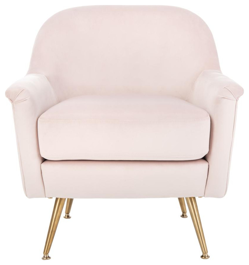 Brienne Mid Century Arm Chair  Blush Pink/Brass   Midcentury   Armchairs And Accent Chairs   by BisonOffice  Houzz