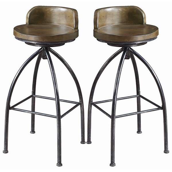 Industrial Design Wood Seat and Metal Base Swivel Bar Stool