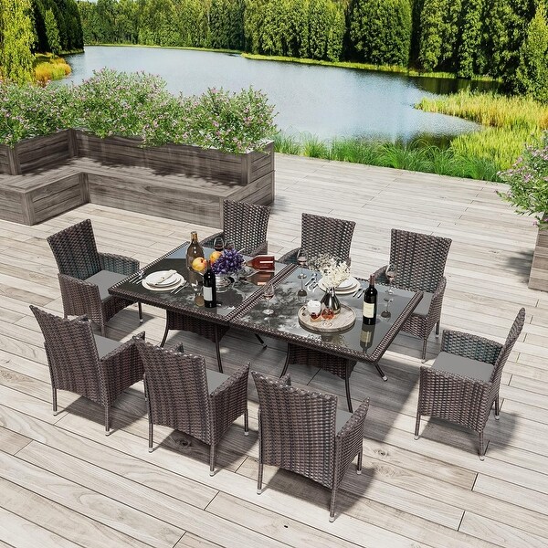 Kullavik Outdoor Dining Set，Rattan Patio Furniture Dining Table and Chairs