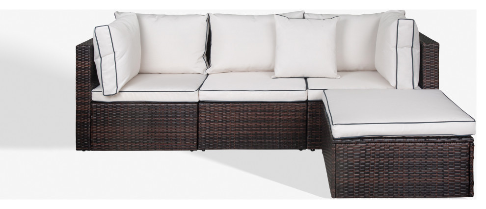 WestinTrends 4PC Outdoor Patio Sofa Sectional Set With Plush Cushions   Tropical   Outdoor Sofas   by WestinTrends  Houzz