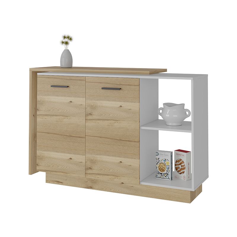 Aspen Kitchen Island， Two Concealed Shelves ， Three Divisions