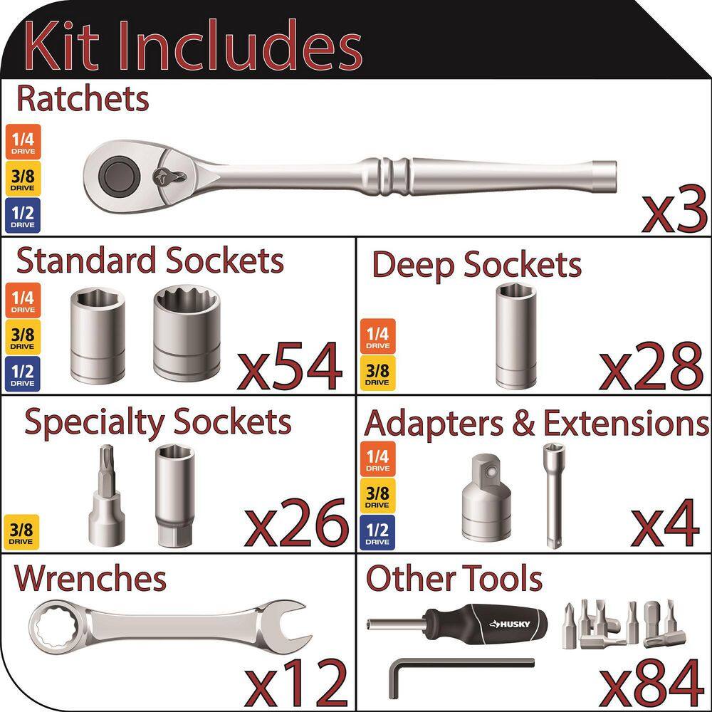 Husky Mechanics Tool Set (211-Piece) H211MTSO