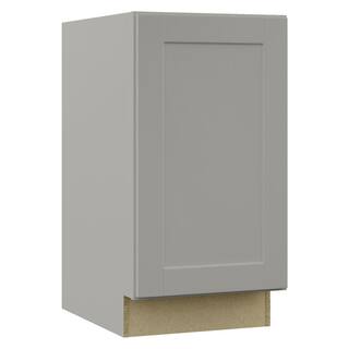 Hampton Bay Shaker Dove Gray Stock Assembled Pull Out Trash Can Base Kitchen Cabinet (18 in. x 34.5 in. x 24 in.) KBW18-SDV