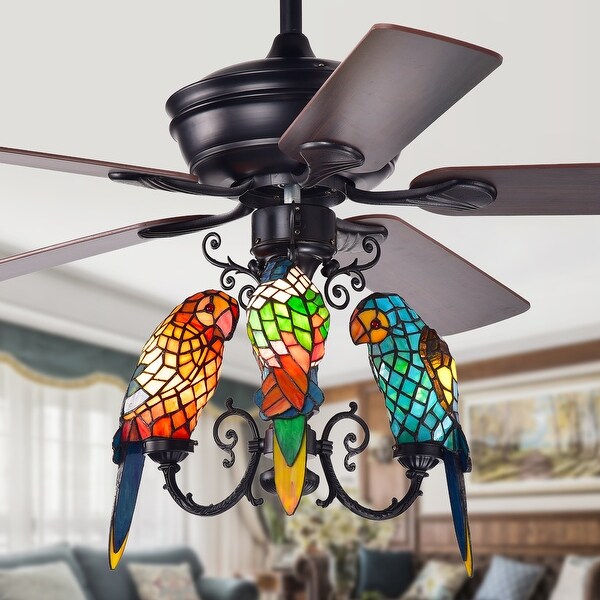 Korubo 52-inch Lighted Ceiling Fan with -style Parrot Shades Shopping - The Best Deals on Ceiling Fans | 31276709