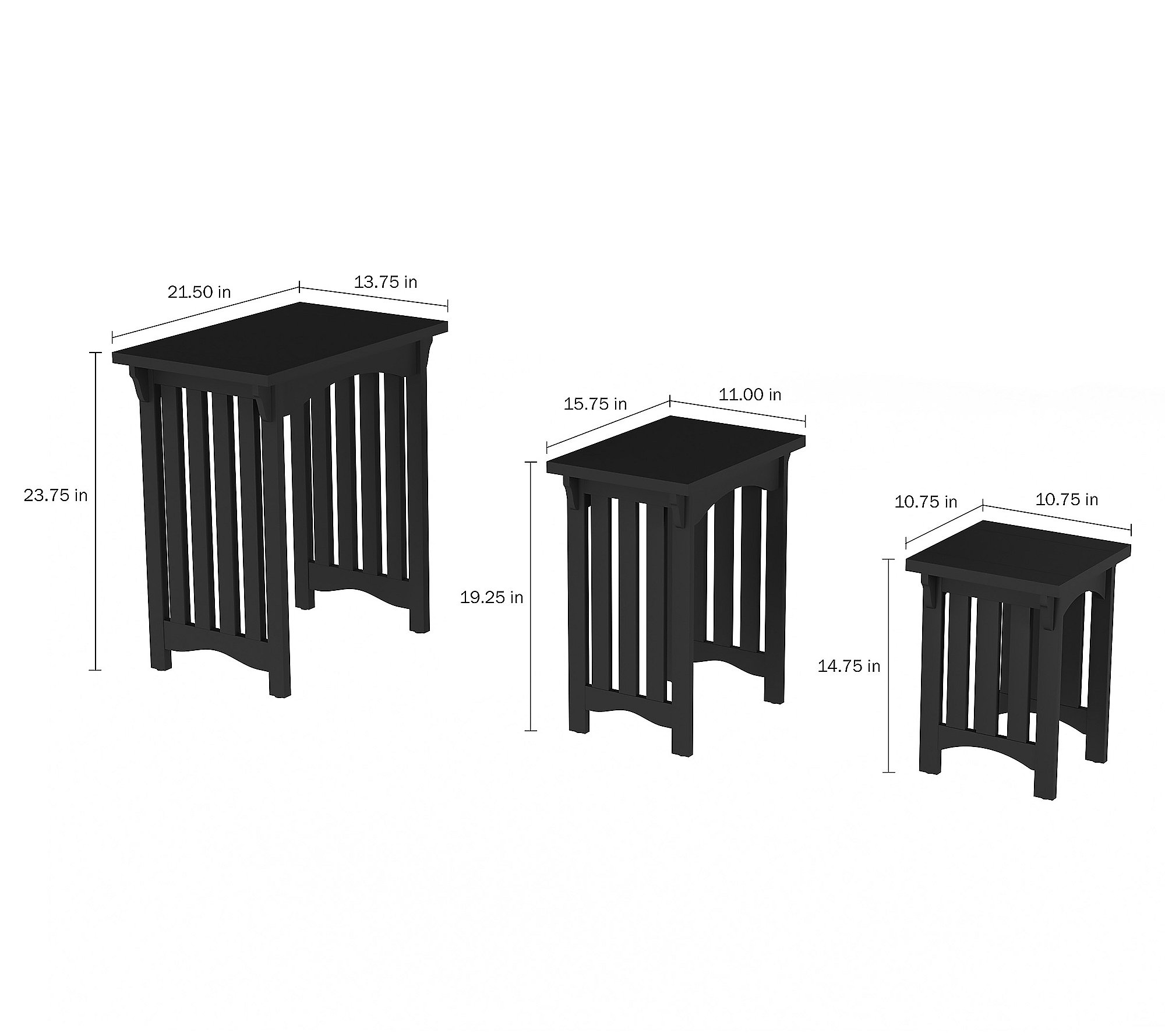 Lavish Home Nesting Tables Mission Style Legs Set of 3