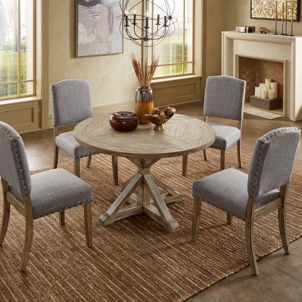 Benchwright Antique Grey Oak Round Dining Set by iNSPIRE Q Artisan