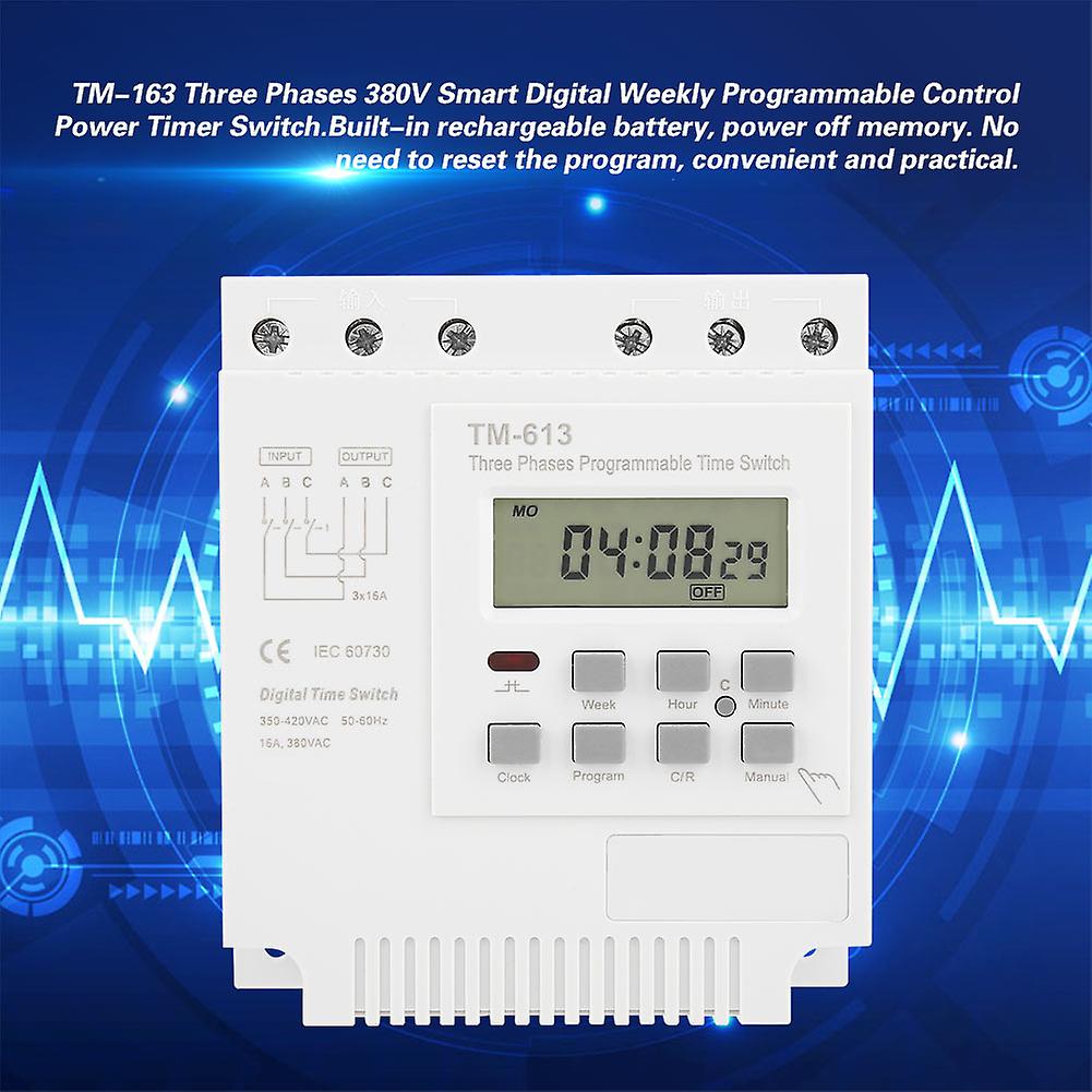 Tm-613 380v 16a Three Phases Smart Digital Weekly Programmable Control Relay Power Timer Switch