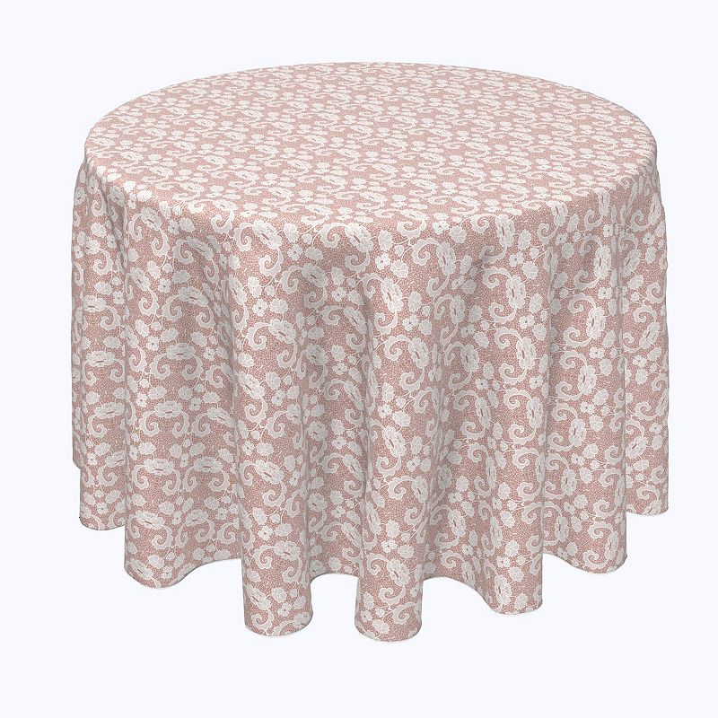 Round Tablecloth， 100% Polyester， 70 Round， Decorative Flowers on Lace