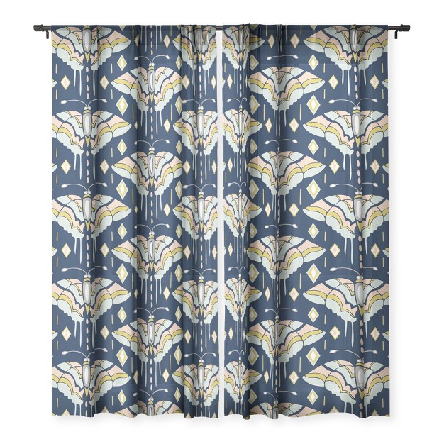 Heater Dutton La Maison Des Papillons Midnight Single Panel Sheer Window Curtain Deny Designs