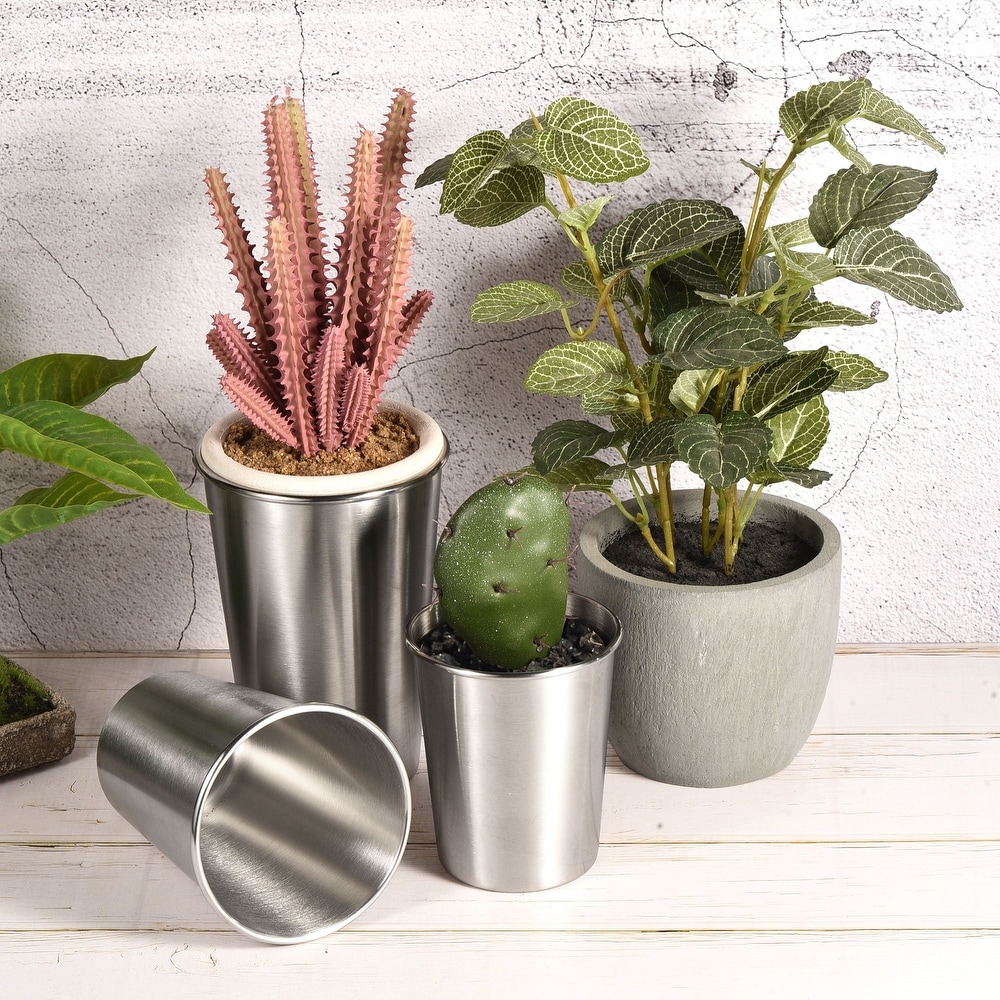 Stainless Steel Plant Pots Metal Flower Planter Container for Balcony   Silver