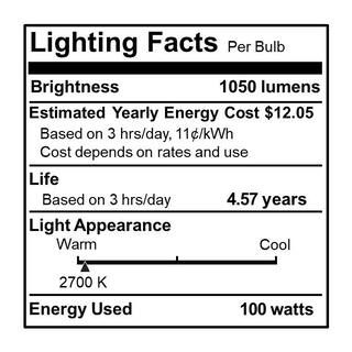 Bulbrite 100-Watt A21 Medium Screw Incandescent Light Bulb 2700K Warm White Light 8 - Pack 861291