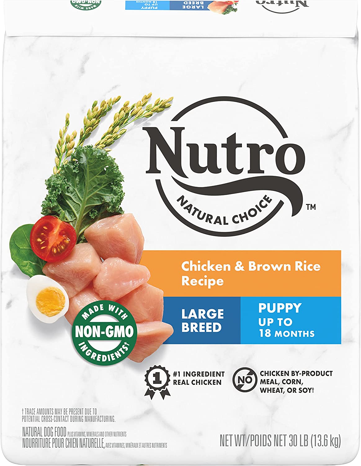 NUTRO NATURAL CHOICE Large Breed Puppy Dry Dog Food Chicken and Brown Rice Recipe 30 lb. bags