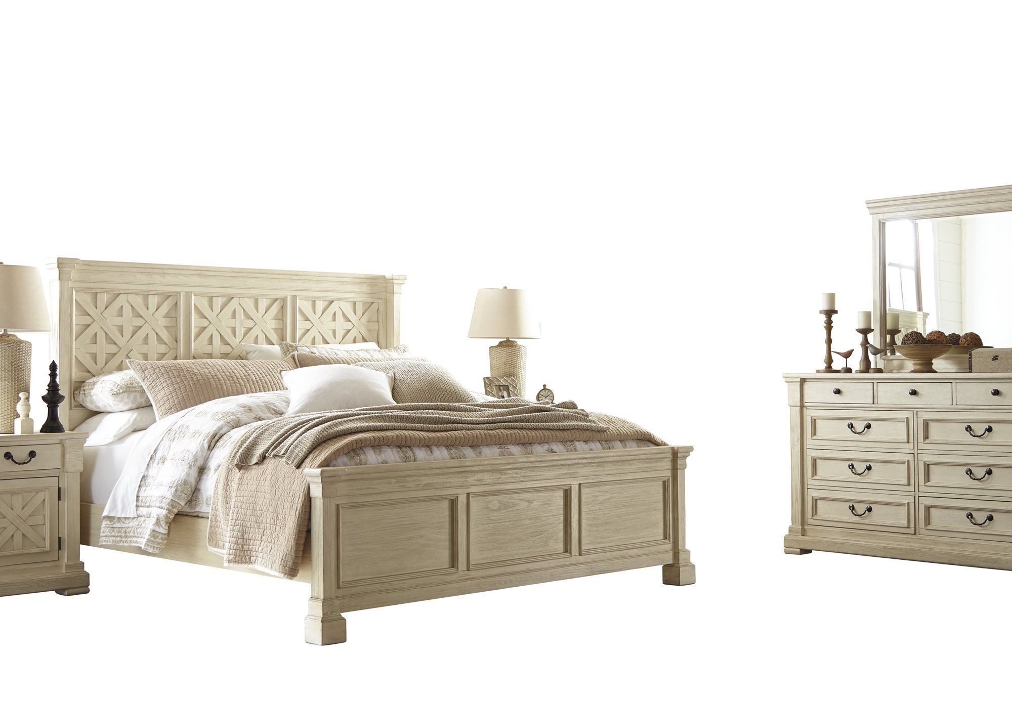 Bolanburg King Louvered Bed with Dresser, Mirror and Nightstand