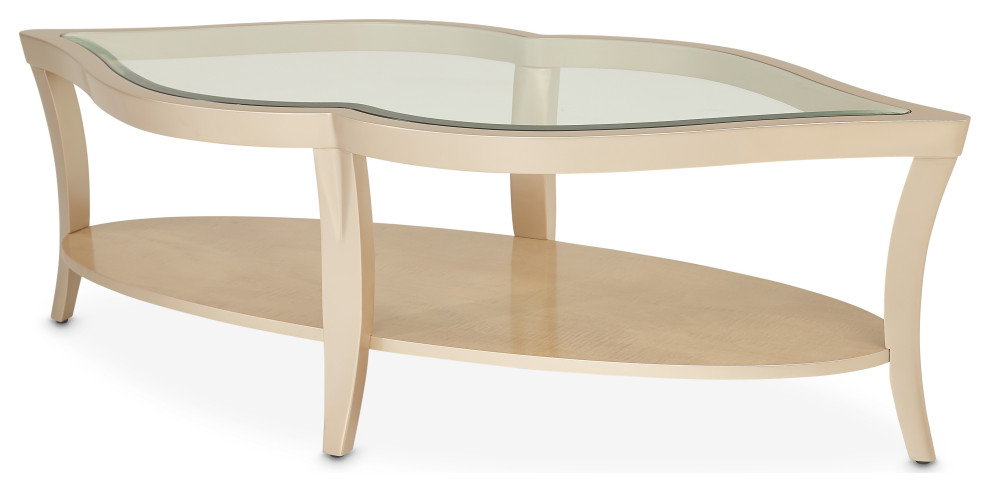 Malibu Crest Glass Cocktail Table   Chardonnay   Contemporary   Coffee Tables   by Michael Amini  Houzz