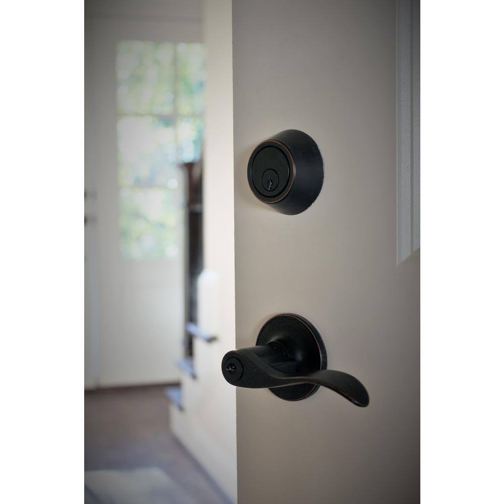 DELANEY HARDWARE 5-Bennett Edged Oil Rubbed Bronze Entry Door Handles and 5-Edged Oil Rubbed Bronze Sgl Cyl Deadbolts All Keyed Alike KIT#BN3007R-PP