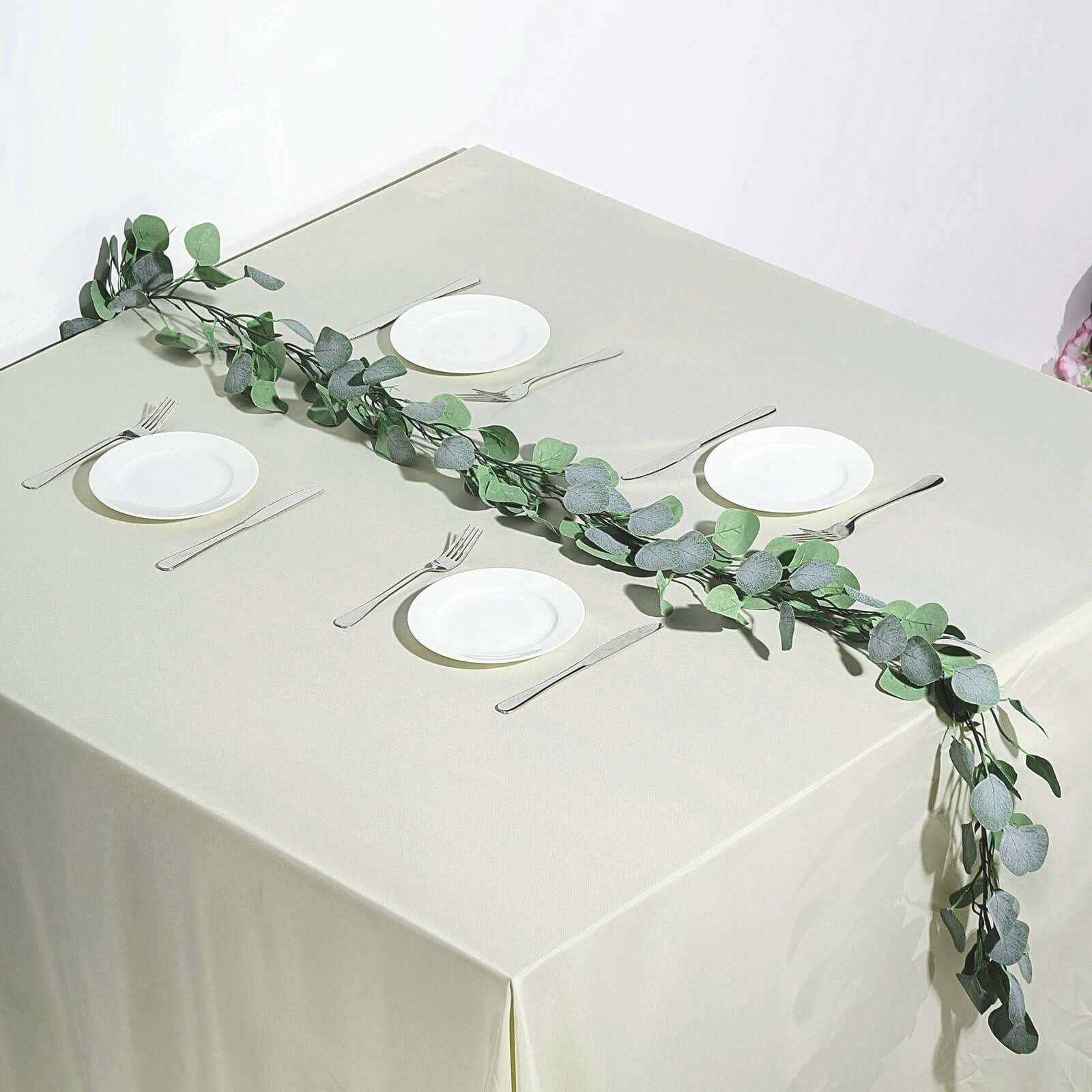 Frosted Green Artificial Silk Eucalyptus Leaf Garland Vine 6.5ft