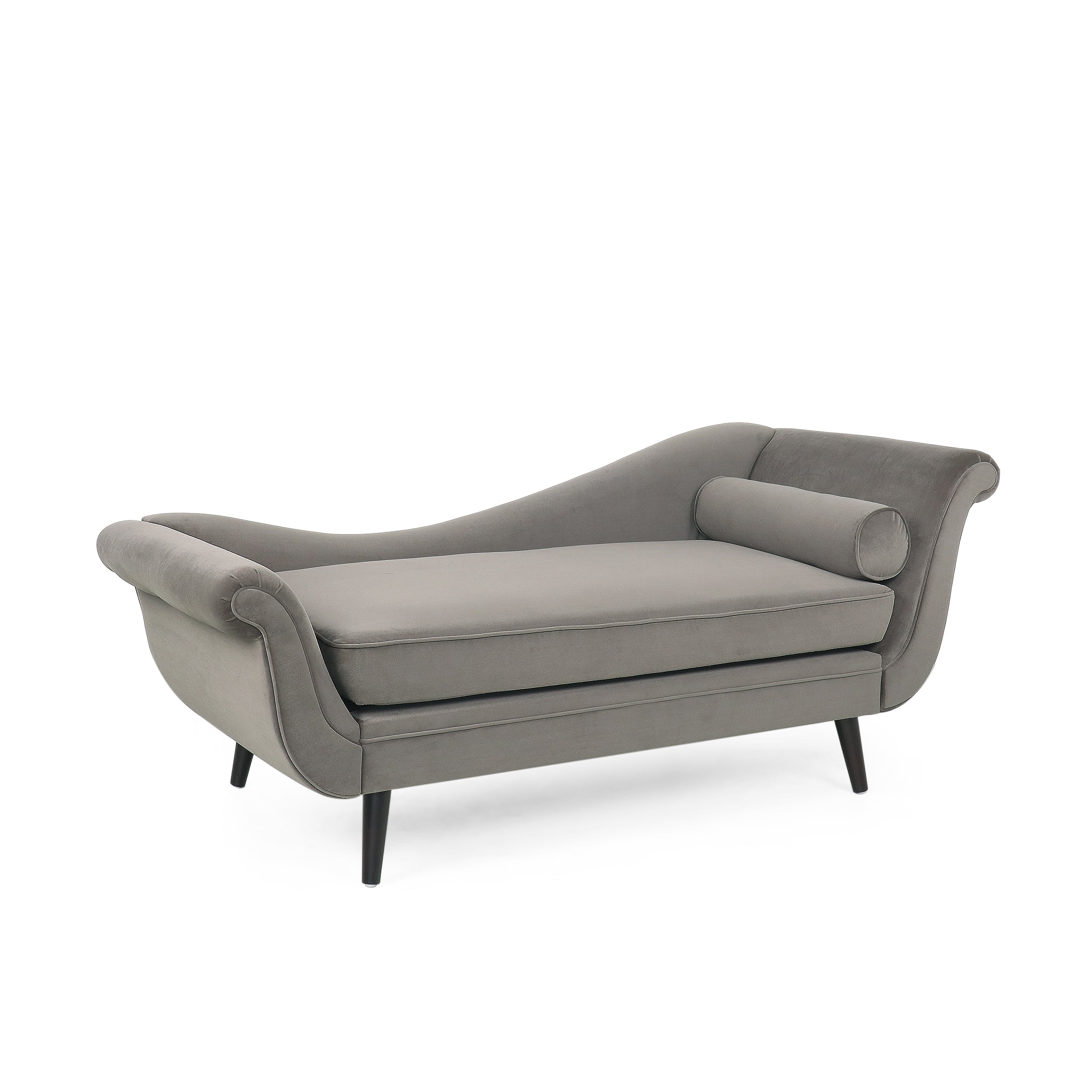 Jakyrah Contemporary Velvet Chaise Lounge with Scroll Arms