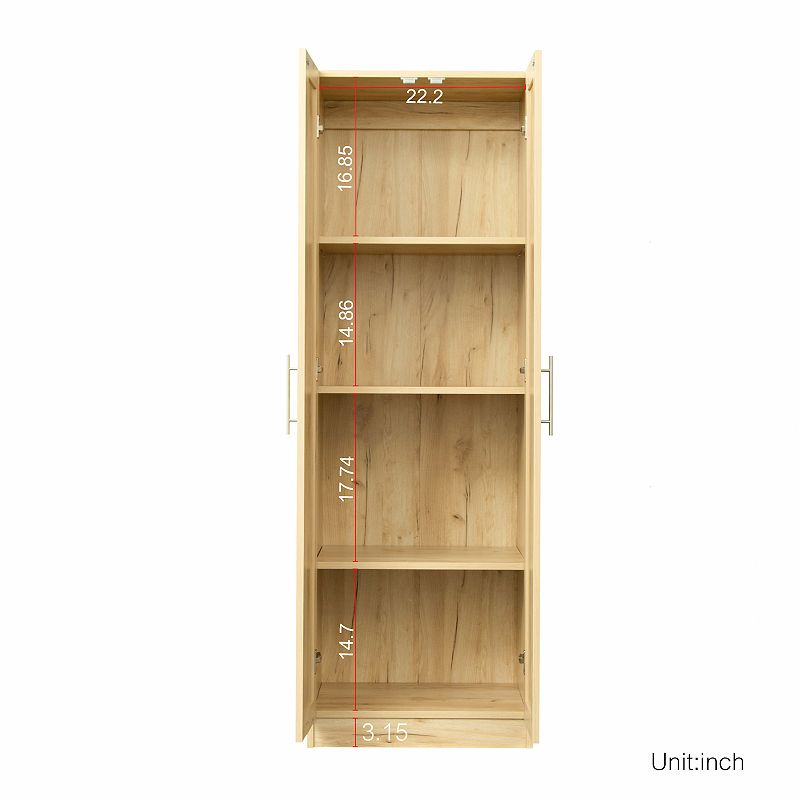 High wardrobe and kitchen cabinet with 2 doors and 3 partitions