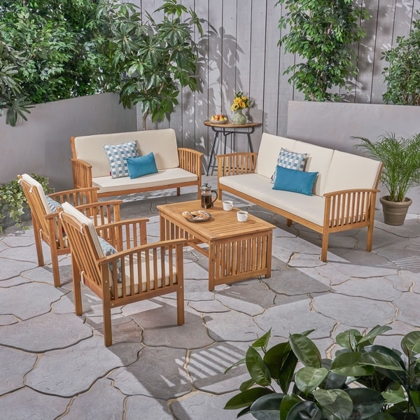 Carolina Outdoor 5pc. Acacia Conversational Set by Christopher Knight Home