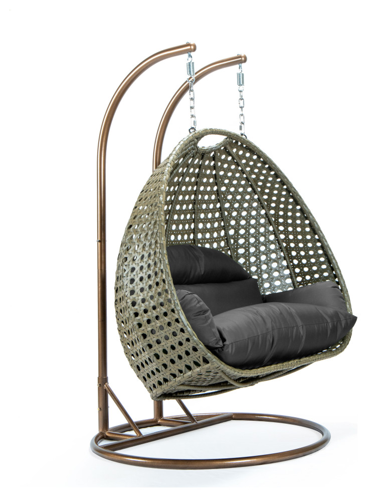 2 Person Beige Wicker Double Hanging Egg Swing Chair   Modern   Hammocks And Swing Chairs   by LeisureMod  Houzz