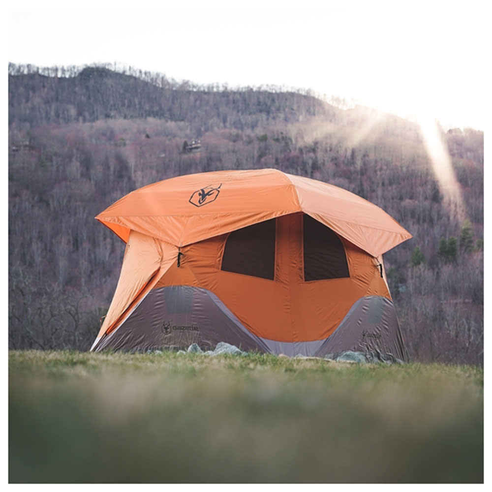 T4 Pop-Up 4 Person Camping Tent， Sunset Orange ;