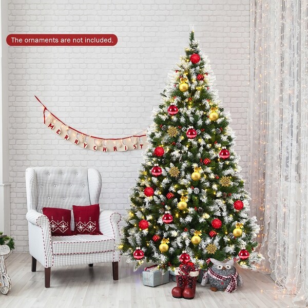 Costway 6ft/7.5ft/9ft Prelit Snowy Christmas Tree 818/1398/2058 Tips