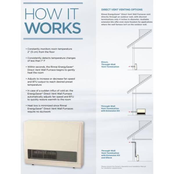 Rinnai EnergySaver 16700 BTU Vented Natural Gas Furnace in Beige EX17DTN