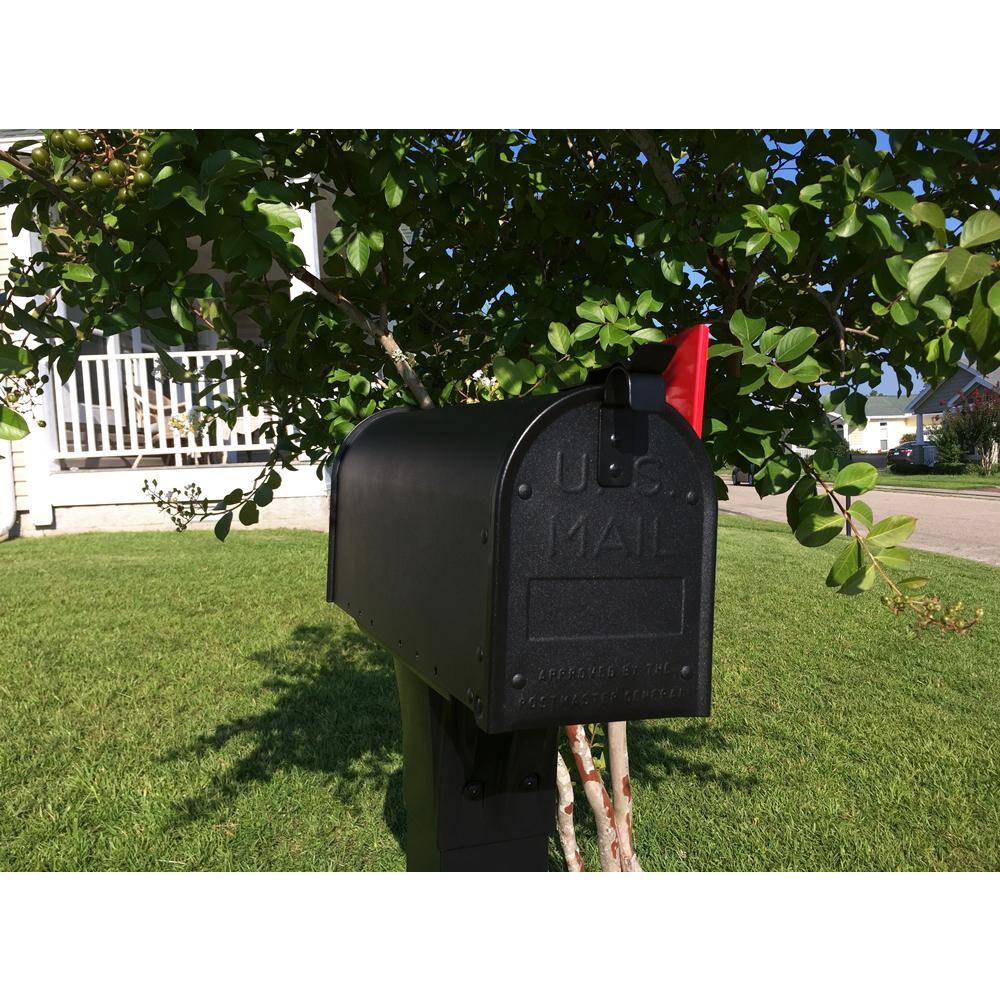 Architectural Mailboxes Admiral Textured Black Medium Aluminum Post Mount Mailbox ADM11BAM