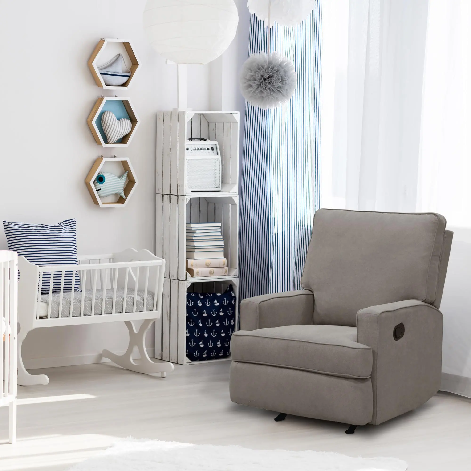 Shella Taupe Nursery Rocker Recliner