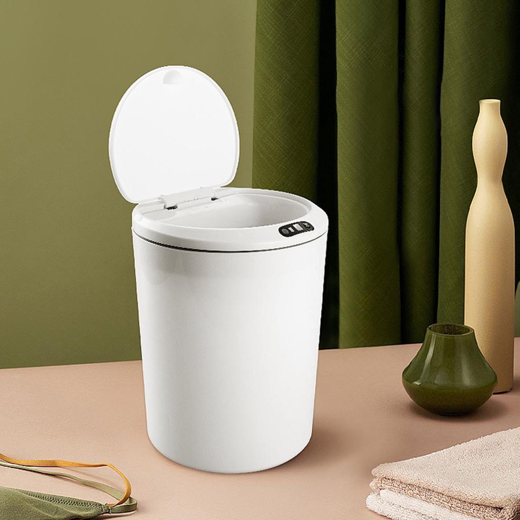 Kitchen Trash Can with Infrared Sensor， Automatic Silent Lid Electric Touchless Garbage Bin Waste Container - White 5L