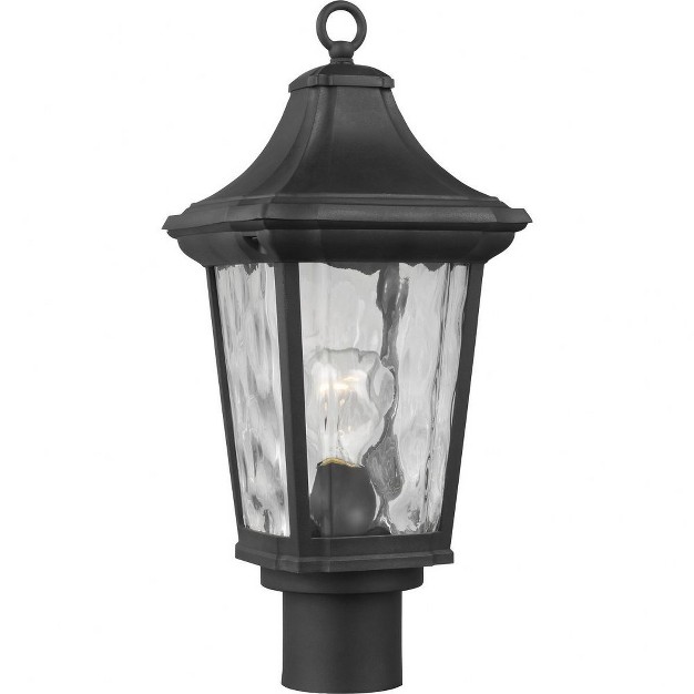 Progress Lighting Marquette 1 light Outdoor Black Post Lantern With Water Glass Shade