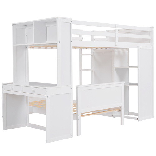 Twin Size Loft Bed with a Stand Alone Bed  Shelves...