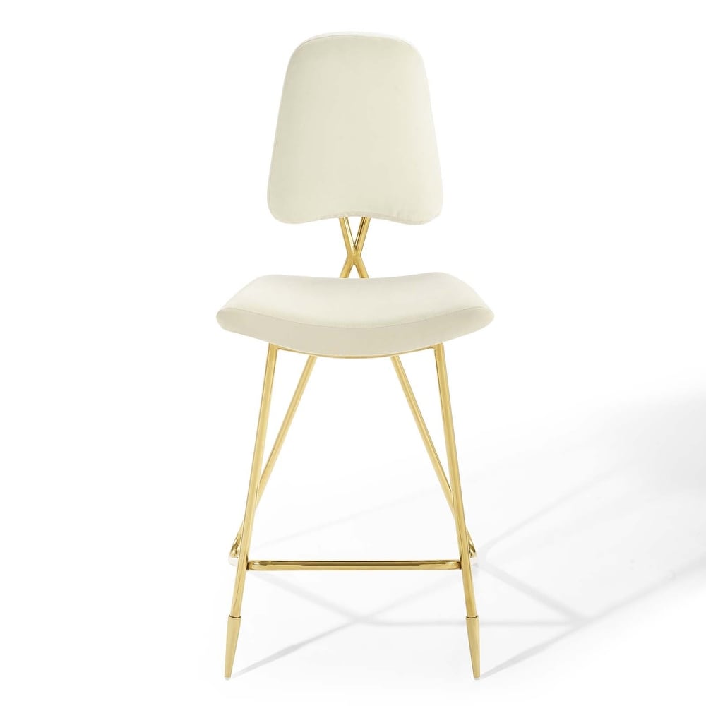 Modway Ponder Performance Velvet Bar Stool  Ivory