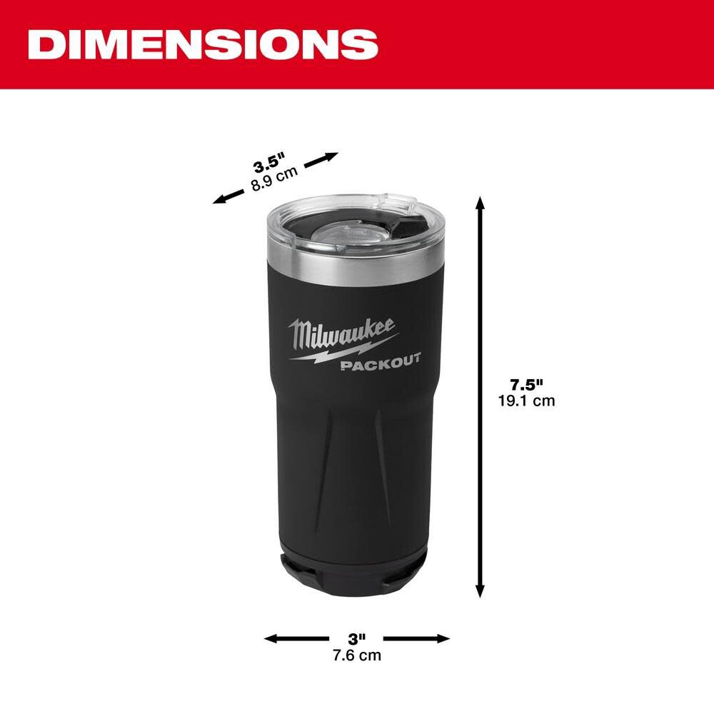 Milwaukee PACKOUT Tumbler Black 20oz 48-22-8392B from Milwaukee