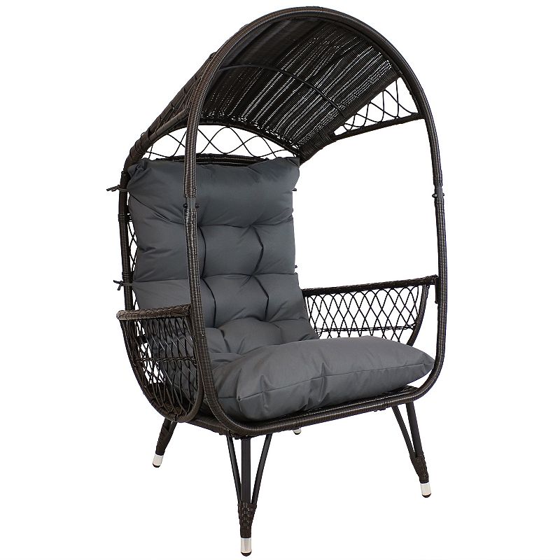 Sunnydaze Shaded Comfort Wicker Egg Chair With Legs - 56.5”