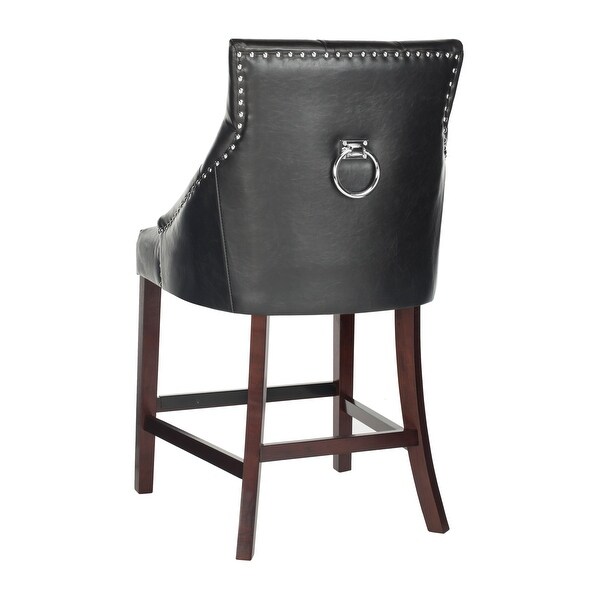 SAFAVIEH 26- Inch Eleni Black/ Espresso Tufted Counter Stool (Set of 2) - 22.5