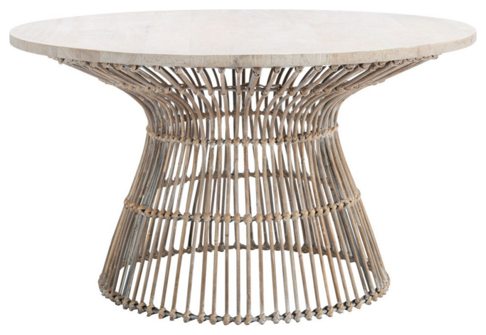 Trent Round Coffee Table  Wood/Rattan   Tropical   Coffee Tables   by Rustic Home Furniture Deco  Houzz