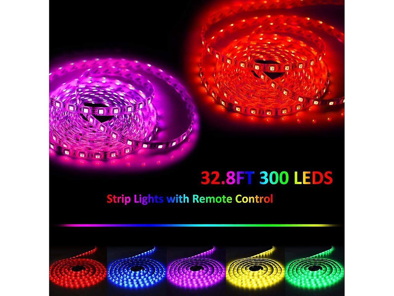 Led Strip Lights 600 Led 32.8ft Rgb 5050 Led Light Stripe 16 Color Changing 4 Modes Dimmable Led Stripe Lights With Remote 12v Stripe Light For Indoor